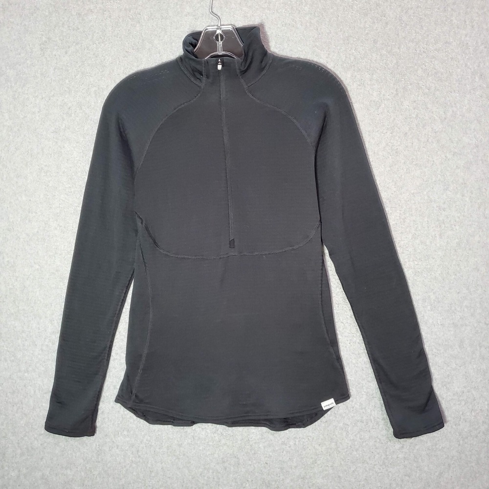 Patagonia Women Top Small Black Baselayer Shirt 1/2 Zip Long Sleeve